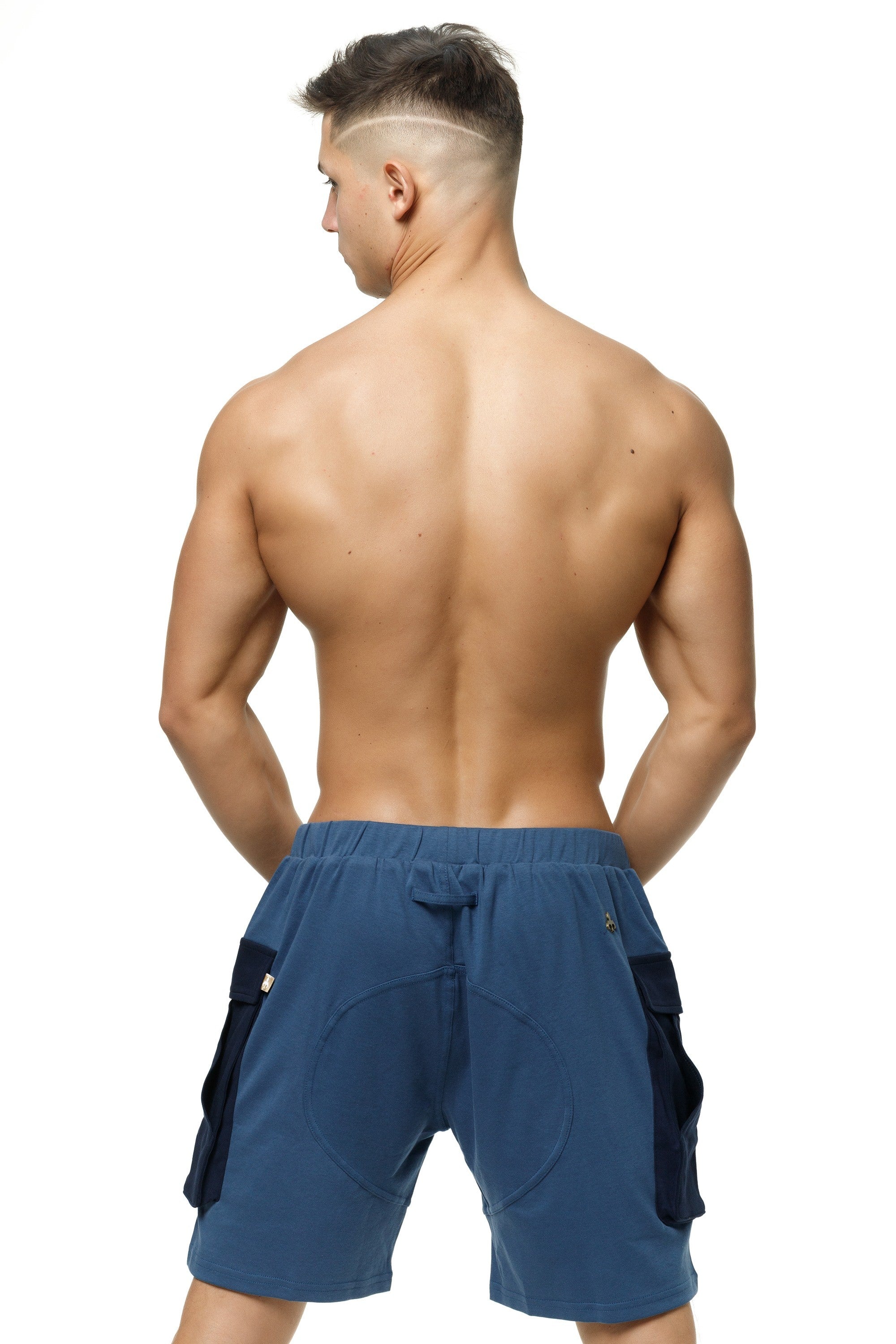 #Zaiden Cargo Shorts Blue#colour_Zaiden Cargo Shorts Blue