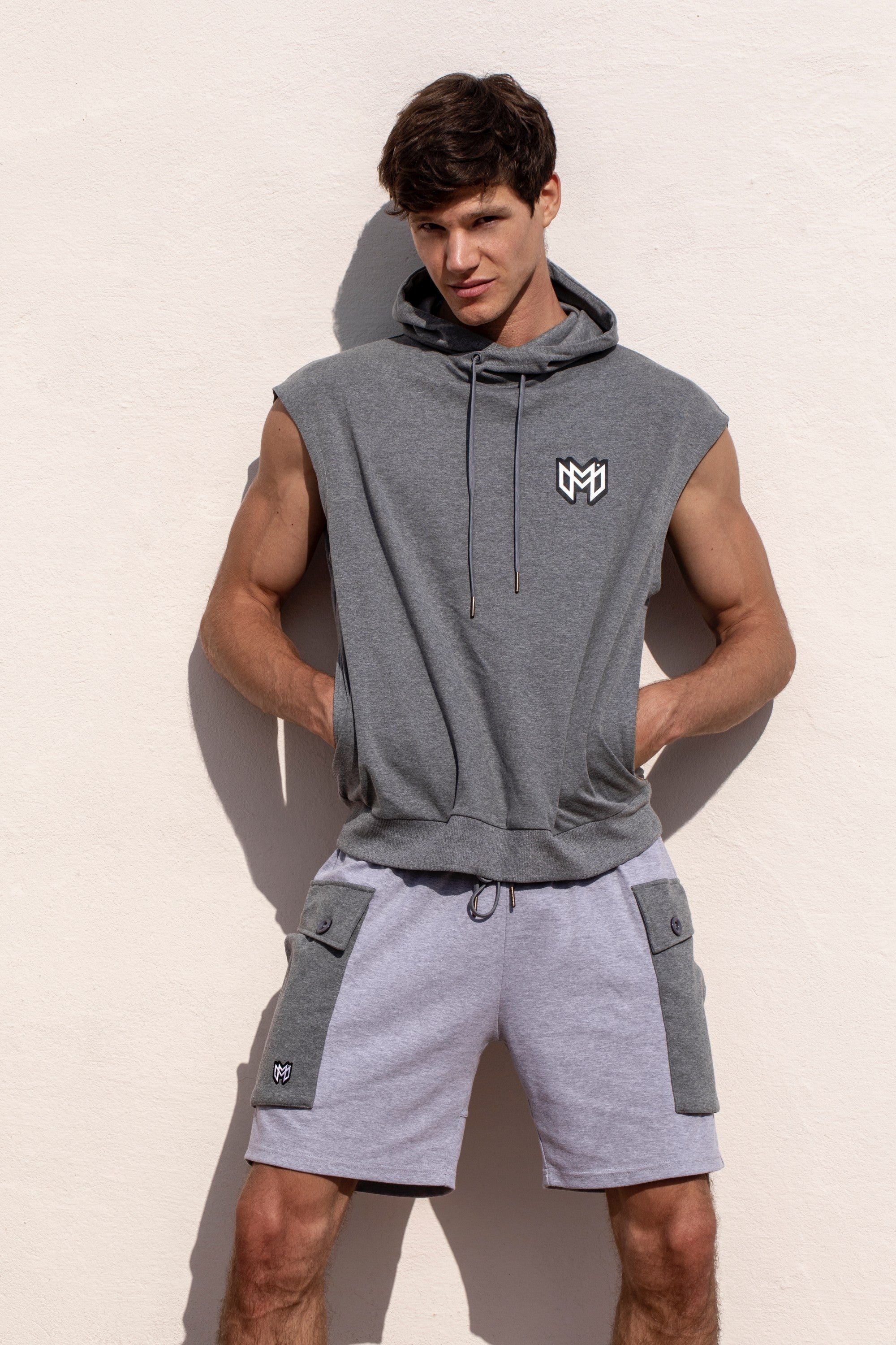 #Zaiden Cargo Shorts grey#colour_Zaiden Cargo Shorts grey